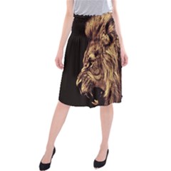 Angry Male Lion Gold Midi Beach Skirt