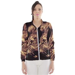 Angry Male Lion Gold Wind Breaker (women) by Celenk