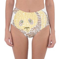 Panda Typography Reversible High-waist Bikini Bottoms by Celenk