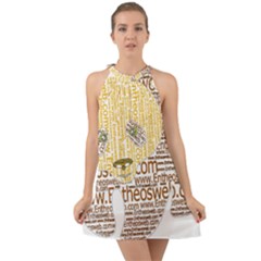 Panda Typography Halter Tie Back Chiffon Dress by Celenk