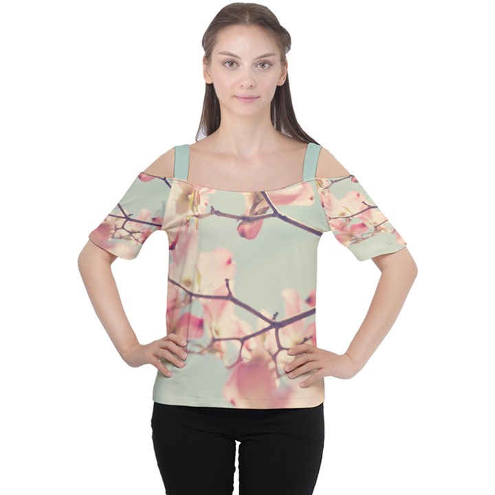 Pastel Dogwood Cutout Shoulder Tee