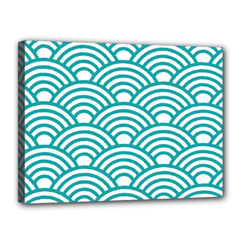 Art Deco Teal Canvas 16  X 12  by NouveauDesign