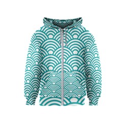 Art Deco Teal Kids  Zipper Hoodie by NouveauDesign