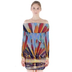 3abstractionism Long Sleeve Off Shoulder Dress by NouveauDesign