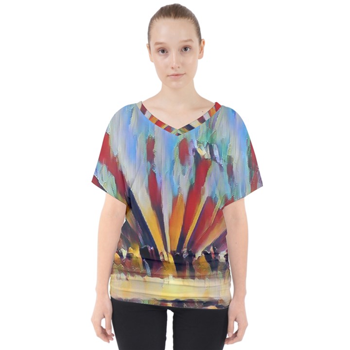 3abstractionism V-Neck Dolman Drape Top