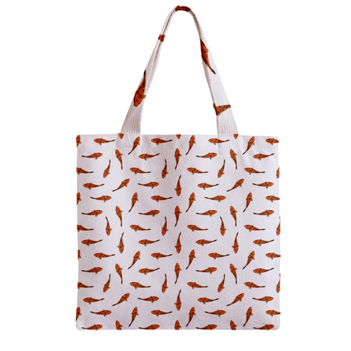 Koi Fishes Motif Pattern Zipper Grocery Tote Bag