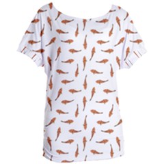 Koi Fishes Motif Pattern Women s Oversized Tee by dflcprintsclothing