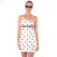 Koi Fishes Motif Pattern One Soulder Bodycon Dress by dflcprintsclothing