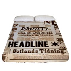 Vintage Newspapers Headline Typography Fitted Sheet (king Size) by yoursparklingshop