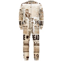 Vintage Newspapers Headline Typography Onepiece Jumpsuit (men)  by yoursparklingshop