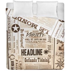 Vintage Newspapers Headline Typography Duvet Cover Double Side (california King Size) by yoursparklingshop