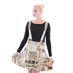 Vintage Newspapers Headline Typography Suspender Skater Skirt by yoursparklingshop