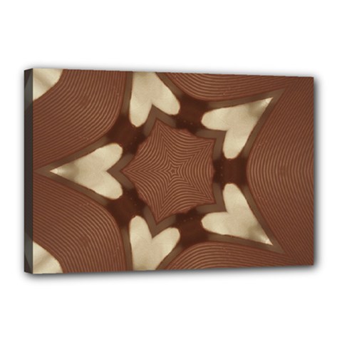 Chocolate Brown Kaleidoscope Design Star Canvas 18  X 12  by yoursparklingshop