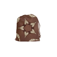 Chocolate Brown Kaleidoscope Design Star Drawstring Pouches (small)  by yoursparklingshop