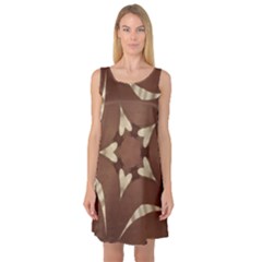 Chocolate Brown Kaleidoscope Design Star Sleeveless Satin Nightdress by yoursparklingshop