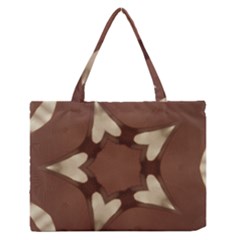 Chocolate Brown Kaleidoscope Design Star Zipper Medium Tote Bag by yoursparklingshop