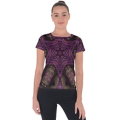 Pink Purple Kaleidoscopic Design Short Sleeve Sports Top  by yoursparklingshop