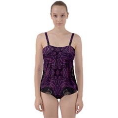 Pink Purple Kaleidoscopic Design Twist Front Tankini Set by yoursparklingshop