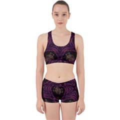 Pink Purple Kaleidoscopic Design Work It Out Sports Bra Set by yoursparklingshop