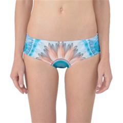 Clean And Pure Turquoise And White Fractal Flower Classic Bikini Bottoms by jayaprime