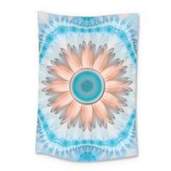 Clean And Pure Turquoise And White Fractal Flower Small Tapestry by jayaprime