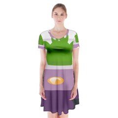 Ufo Short Sleeve V-neck Flare Dress by Celenk