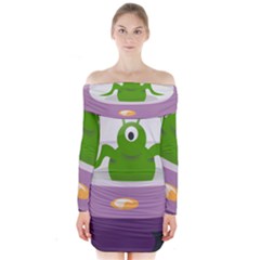 Ufo Long Sleeve Off Shoulder Dress by Celenk