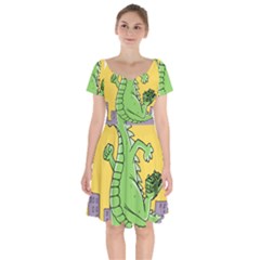 Dragon Short Sleeve Bardot Dress by Celenk