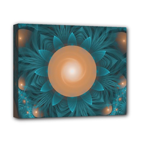 Beautiful Orange Teal Fractal Lotus Lily Pad Pond Canvas 10  X 8  by jayaprime