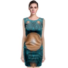 Beautiful Orange Teal Fractal Lotus Lily Pad Pond Classic Sleeveless Midi Dress by jayaprime