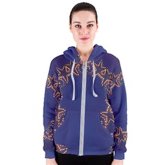 Blue Gold Look Stars Christmas Wreath Women s Zipper Hoodie by yoursparklingshop