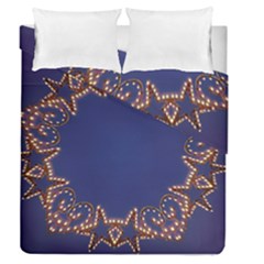 Blue Gold Look Stars Christmas Wreath Duvet Cover Double Side (queen Size) by yoursparklingshop