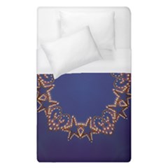 Blue Gold Look Stars Christmas Wreath Duvet Cover (single Size) by yoursparklingshop