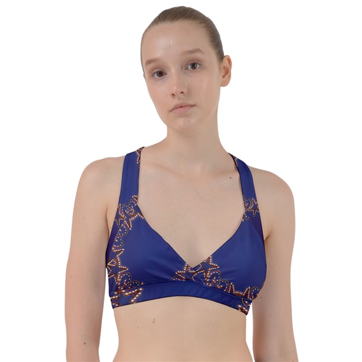 Blue Gold Look Stars Christmas Wreath Sweetheart Sports Bra