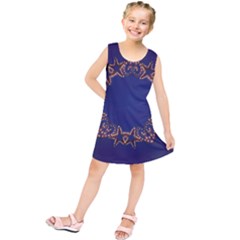 Blue Gold Look Stars Christmas Wreath Kids  Tunic Dress by yoursparklingshop