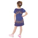 Blue Gold Look Stars Christmas Wreath Kids  Short Sleeve Velvet Dress View2