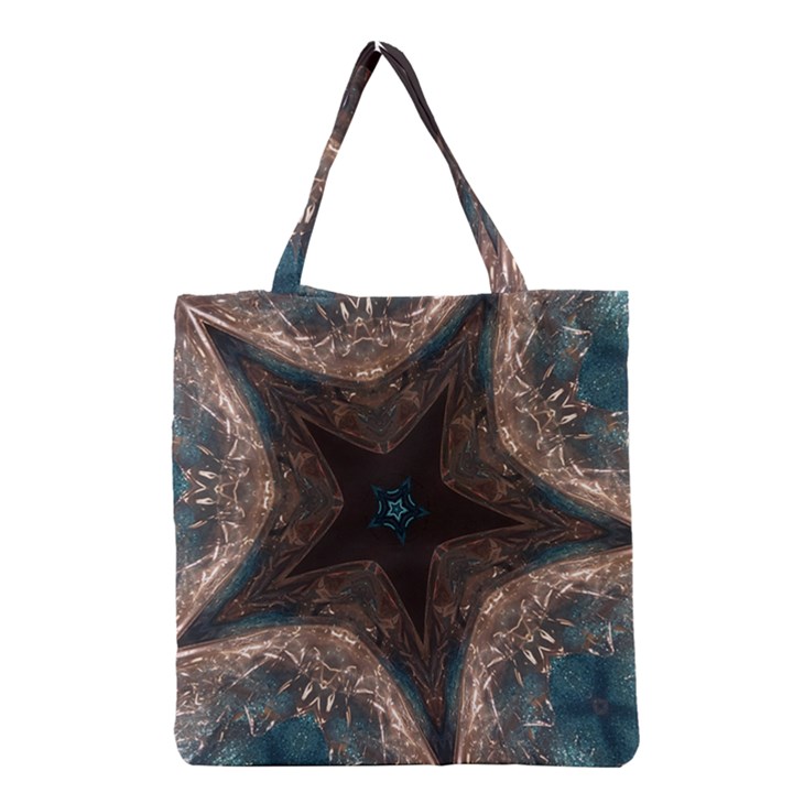 Kaleidoscopic Design Elegant Star Brown Turquoise Grocery Tote Bag