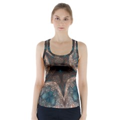 Kaleidoscopic Design Elegant Star Brown Turquoise Racer Back Sports Top by yoursparklingshop