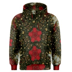 Christmas Wreath Stars Green Red Elegant Men s Pullover Hoodie by yoursparklingshop