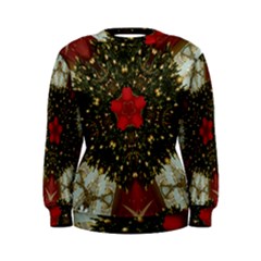 Christmas Wreath Stars Green Red Elegant Women s Sweatshirt by yoursparklingshop