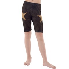 Rustic Elegant Brown Christmas Star Design Kids  Mid Length Swim Shorts by yoursparklingshop