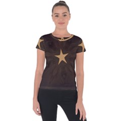 Rustic Elegant Brown Christmas Star Design Short Sleeve Sports Top  by yoursparklingshop