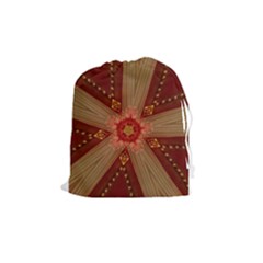 Red Star Ribbon Elegant Kaleidoscopic Design Drawstring Pouches (medium)  by yoursparklingshop