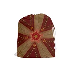 Red Star Ribbon Elegant Kaleidoscopic Design Drawstring Pouches (large)  by yoursparklingshop