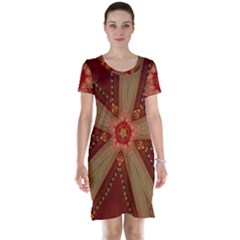 Red Star Ribbon Elegant Kaleidoscopic Design Short Sleeve Nightdress by yoursparklingshop