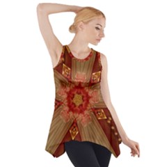 Red Star Ribbon Elegant Kaleidoscopic Design Side Drop Tank Tunic by yoursparklingshop