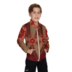 Red Star Ribbon Elegant Kaleidoscopic Design Wind Breaker (kids) by yoursparklingshop