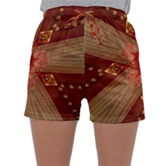 Red Star Ribbon Elegant Kaleidoscopic Design Sleepwear Shorts by yoursparklingshop