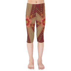 Red Star Ribbon Elegant Kaleidoscopic Design Kids  Capri Leggings  by yoursparklingshop