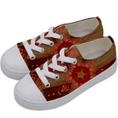 Red Star Ribbon Elegant Kaleidoscopic Design Kids  Low Top Canvas Sneakers by yoursparklingshop